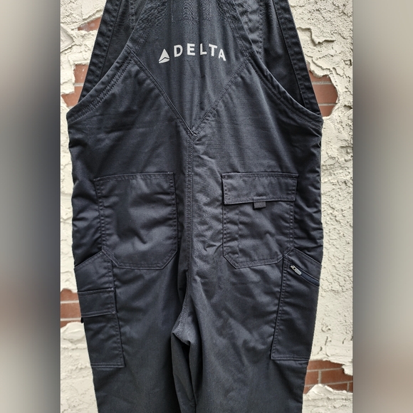 SMALL SHORT Delta Airlines Ground Crew Maintenance Insulated Overalls Bib Black - Picture 12 of 16